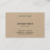 Real Kraft Paper Elegante Moderne Unternehmensvorl Visitenkarte (Rückseite)