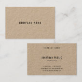 Real Kraft Paper Elegante Moderne Unternehmensvorl Visitenkarte (Vorne/Hinten)