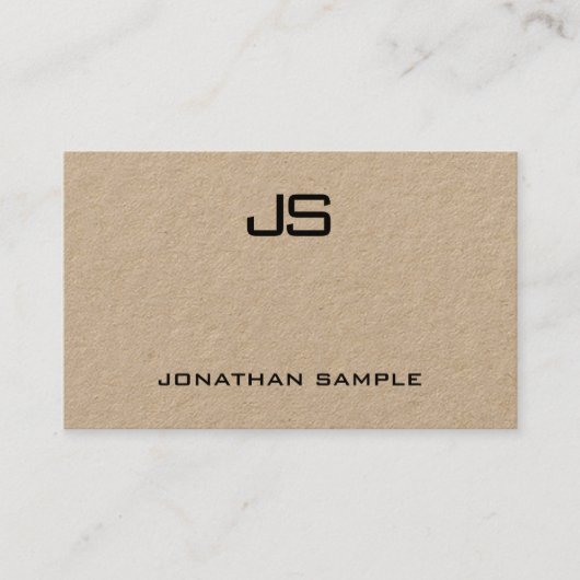 Real Kraft Paper Modern Beruflich Mit Monogramm Visitenkarte (Vorderseite)