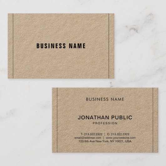 Real Kraft Paper Modernes, hoch entwickeltes Unter Visitenkarte (Vorne/Hinten)