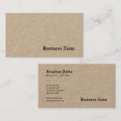 Real Kraft Papier Elegante Vorlage Nostalgic Brown Visitenkarte (Vorne/Hinten)