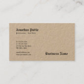 Real Kraft Papier Elegante Vorlage Nostalgic Brown Visitenkarte (Rückseite)