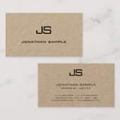 Real Kraft Papier Moderne Vorlage Elegantes Monogr Visitenkarte (Vorne/Hinten)