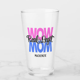 Real Legit Wow Mama Print Glass (Pink & Blau) Glas