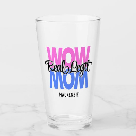 Real Legit Wow Mama Print Glass (Pink & Blau) Glas (Vorderseite)