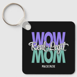 Real Legit Wow Mama Print (Lila, Aquamarin & weiß) Schlüsselanhänger
