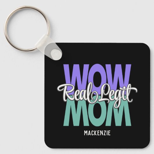 Real Legit Wow Mama Print (Lila, Aquamarin & weiß) Schlüsselanhänger (Vorderseite)