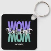 Real Legit Wow Mama Print (Lila, Aquamarin & weiß) Schlüsselanhänger (Rückseite)