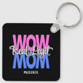 Real Legit Wow Mama Print (Rosa, Blau & Weiß) Schlüsselanhänger (Rückseite)