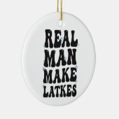 Real Man macht Latkes Funny Groovy Hanukkah Keramik Ornament (Rechts)
