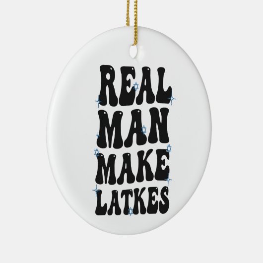 Real Man macht Latkes Funny Groovy Hanukkah Keramik Ornament (Rechts)