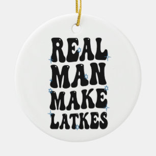Real Man macht Latkes Funny Groovy Hanukkah Keramik Ornament