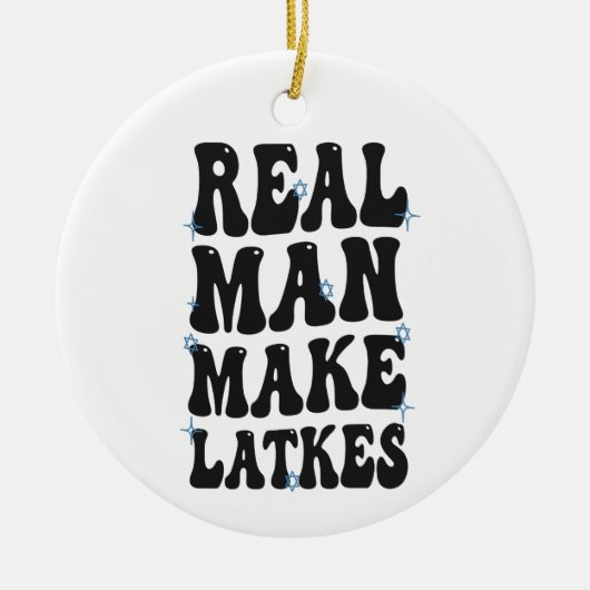 Real Man macht Latkes Funny Groovy Hanukkah Keramik Ornament (Vorne)