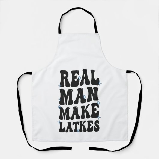 Real Man macht Latkes Funny Groovy Hanukkah Schürze (Vorderseite)