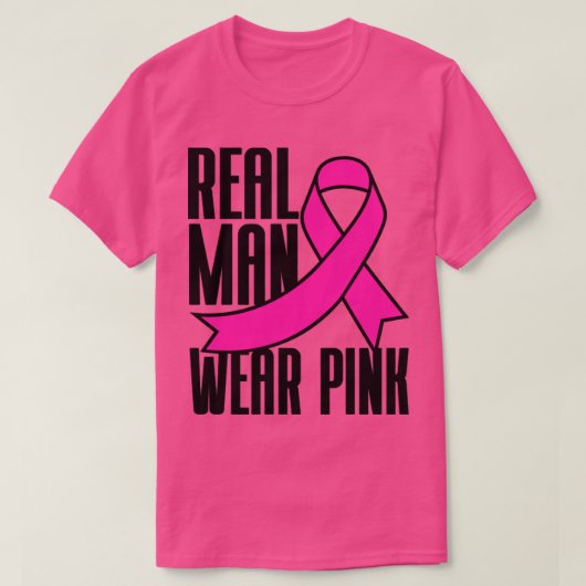 Real Man trägt rosa rosa Brustkrebs T-Shirt (Design vorne)