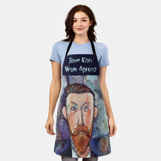 Real Men Cartoon Design Hinzufügen von Text, Schür Schürze (Getragen)