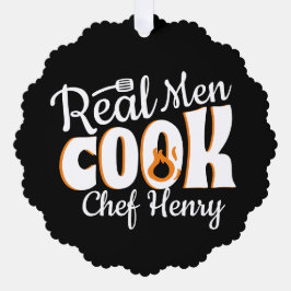 Real Men Cook Black Ornament Karte