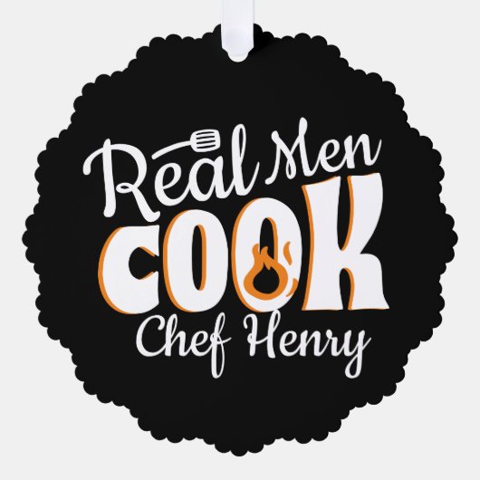 Real Men Cook Black Ornament Karte (Vorderseite)