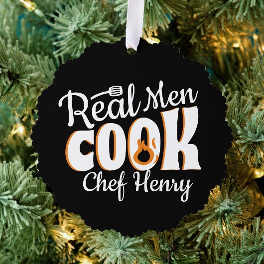 Real Men Cook Black Ornament Karte