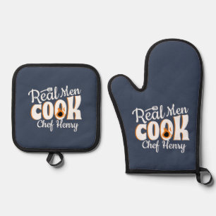 Real Men Cook Custom Koch Vater Vatertag Ofenhandschuh & Topflappen-Set
