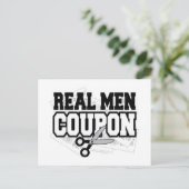 Real Men Coupon Postkarte (Stehend Vorderseite)
