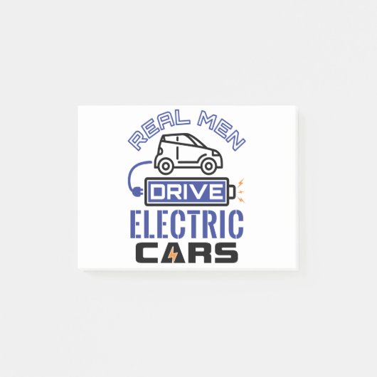 Real Men Drive Elektroautos stecken in Fahrzeug Post-it Klebezettel (Vorderseite)