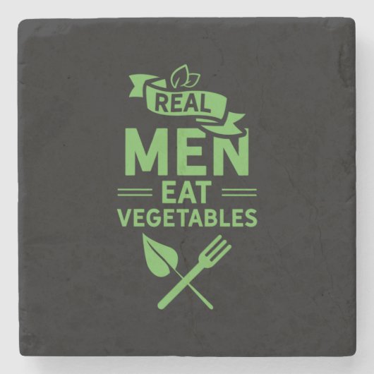 Real Men essen Gemüse Steinuntersetzer (Vorderseite)