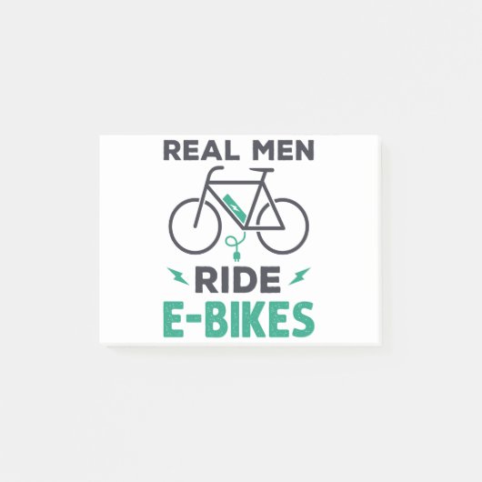 Real Men fahren E-Bikes Elektrisches Fahrrad Post-it Klebezettel (Vorderseite)