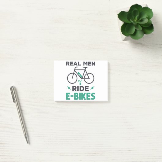 Real Men fahren E-Bikes Elektrisches Fahrrad Post-it Klebezettel (Büro)