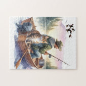 Real Men Fischen mit Katzen Niedlich Cat Lover Puz Puzzle (Horizontal)
