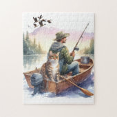 Real Men Fischen mit Katzen Niedlich Cat Lover Puz Puzzle (Vertikal)
