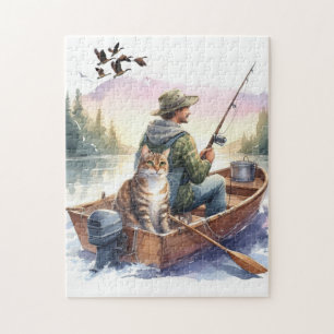 Real Men Fischen mit Katzen Niedlich Cat Lover Puz Puzzle