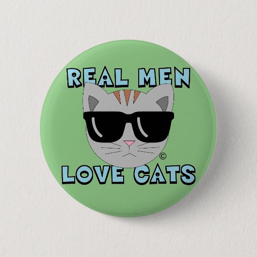 REAL MEN LIEBE CATS Cat with Sunglassbutton Button (Vorderseite)