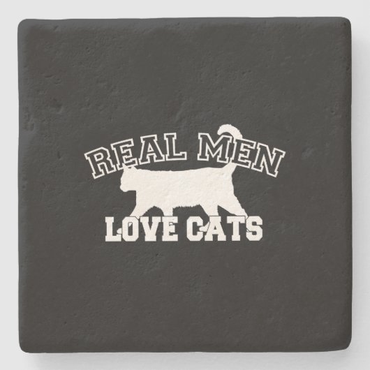 Real Men Liebe Cats Diese hier ist weiß Steinuntersetzer (Vorderseite)