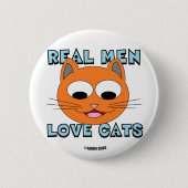 REAL MEN LIEBE CATS Ginger Cat Face Button (Vorderseite)