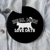 Real Men Liebe Cats Grafisches Design auf schwarze Button (Beispiel)