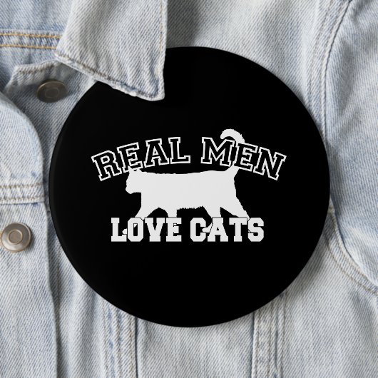 Real Men Liebe Cats Grafisches Design auf schwarze Button (Beispiel)