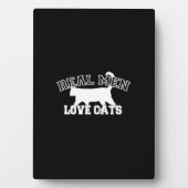 Real Men Liebe Cats Grafisches Design auf schwarze Fotoplatte (Vorderseite)
