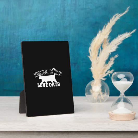 Real Men Liebe Cats Grafisches Design auf schwarze Fotoplatte (Seite)