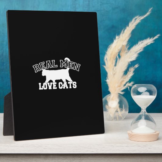 Real Men Liebe Cats Grafisches Design auf schwarze Fotoplatte (Seite)