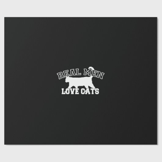 Real Men Liebe Cats Grafisches Design auf schwarze Geschenkpapier (Flach)