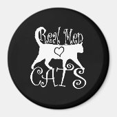 Real Men Liebe Cats Grafisches Design auf schwarze Magnet (Vorne)