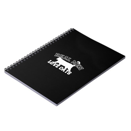 Real Men Liebe Cats Grafisches Design auf schwarze Notizblock (Linke Seite)