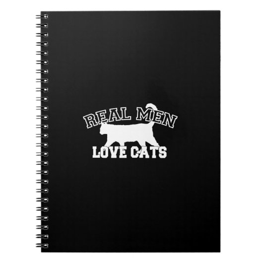 Real Men Liebe Cats Grafisches Design auf schwarze Notizblock (Vorderseite)