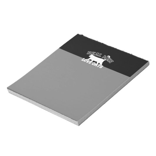 Real Men Liebe Cats Grafisches Design auf schwarze Notizblock (Rotiert)