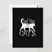 Real Men Liebe Cats Grafisches Design auf schwarze Postkarte (Vorne/Hinten)
