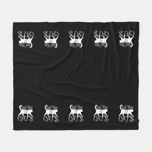Real Men Liebe Cats Jazzy Style Fleecedecke (Vorderseite (Horizontal))