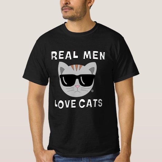 REAL MEN LIEBE CATS Sonnenbrille Katze T-Shirt (Vorderseite)