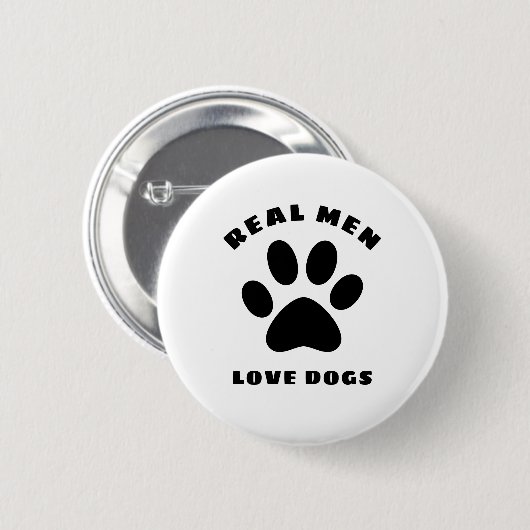 Real Men Liebe Hunde Benutzerdefinierter Text Pers Button (Vorne & Hinten)