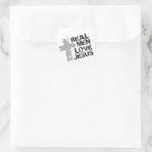 Real Men Liebe Jesus Quadratischer Aufkleber (Tasche)